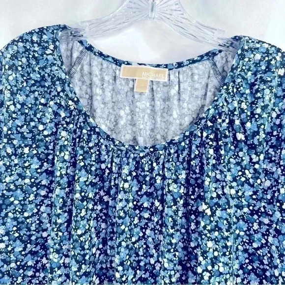 Michael Kors 3/4 Bell Sleeve Ditsy Flowers Cotton/Modal Blouse Relaxed Fit Sz M - Picture 3 of 11